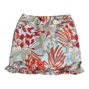 JEAN-PIERRE KLIFA Women’s Floral/Tropical Print Ruffle Skort/Skirt Blue Medium
